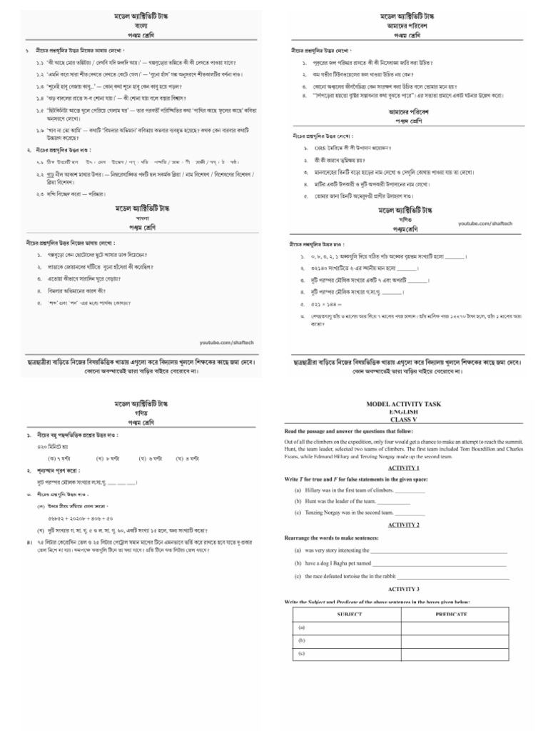 Class V - All Acivity Task | PDF
