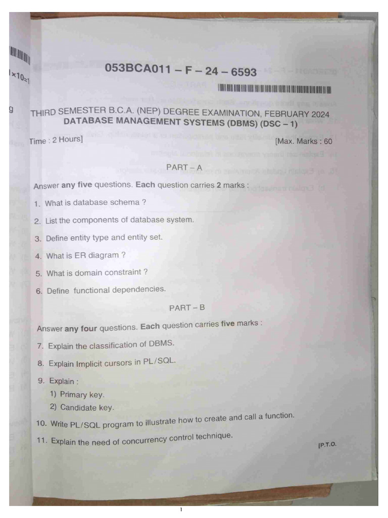 DBMS Question Paper 250105 202613 | PDF
