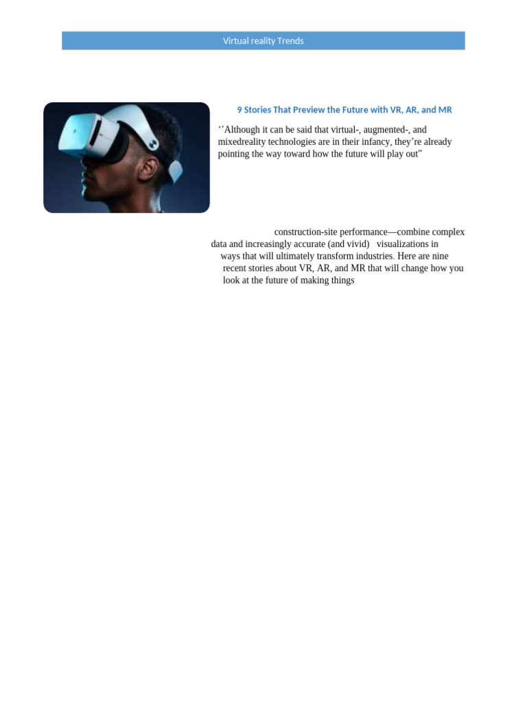 9 Stories That Preview The Future With VR | PDF