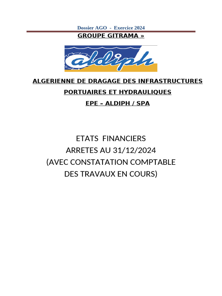 États financiers ALDIPH 2024 | PDF