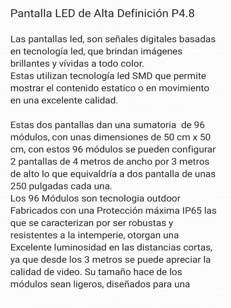 Pantallas LED Fe Viva - 221124 - 002010 | PDF