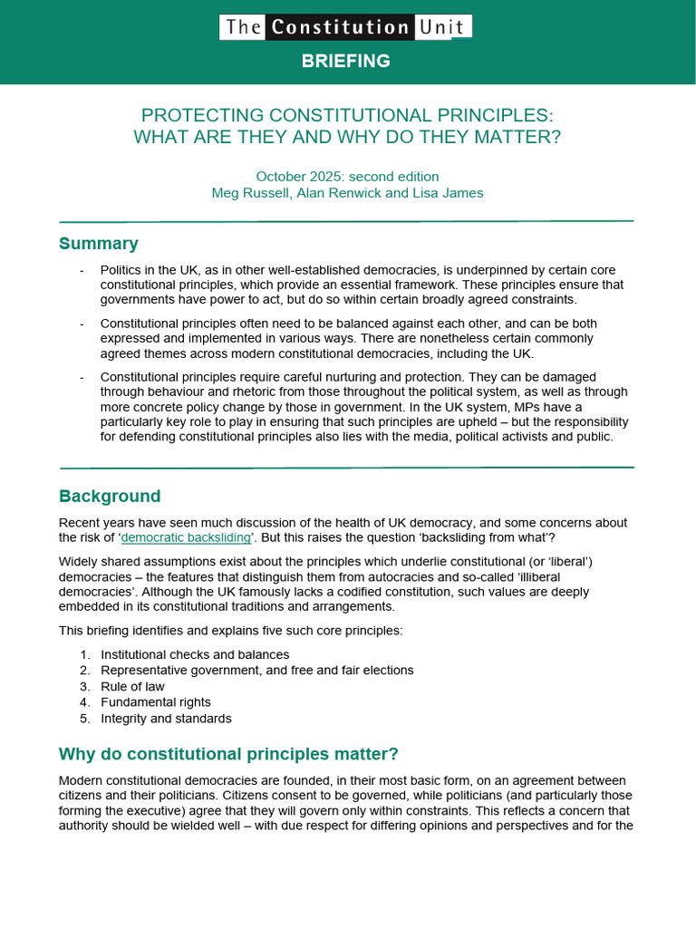 Core Constitutional Principles Explained | PDF | Rule Of Law | Democracy
