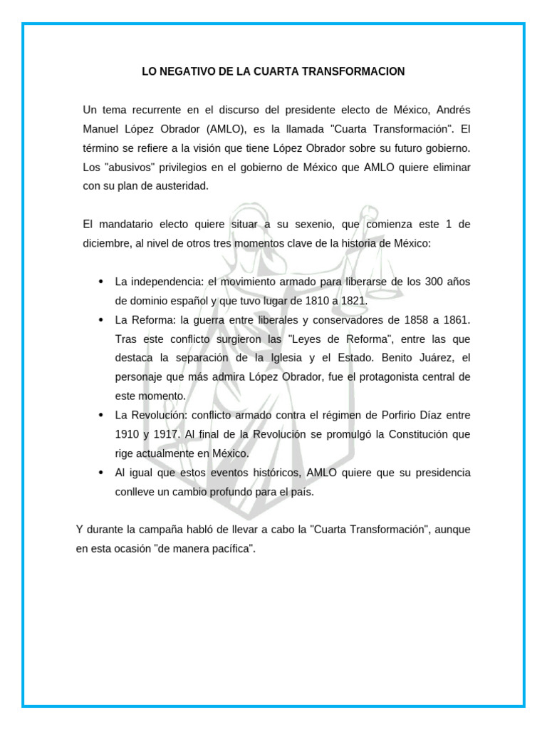Críticas a la Cuarta Transformación de AMLO | PDF | México