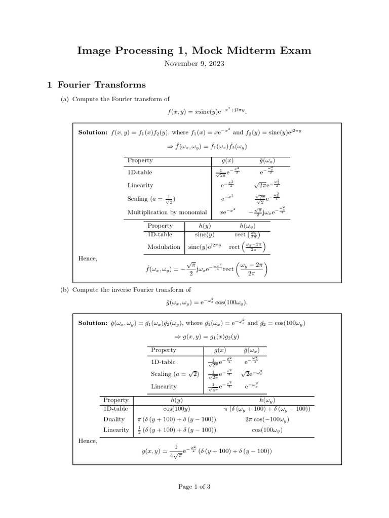 Image Processing Mock Midterm Exam | PDF | Harmonic Analysis | Digital ...