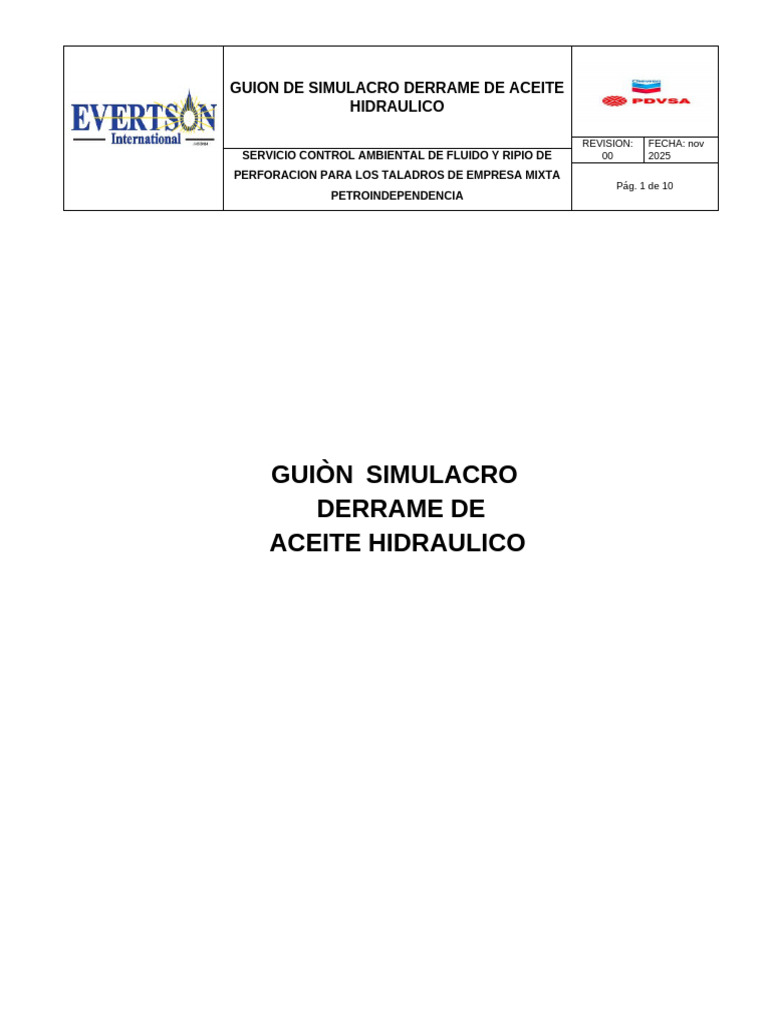 Simulacro de Derrame de Aceite Hidráulico | PDF | Combustible diesel ...