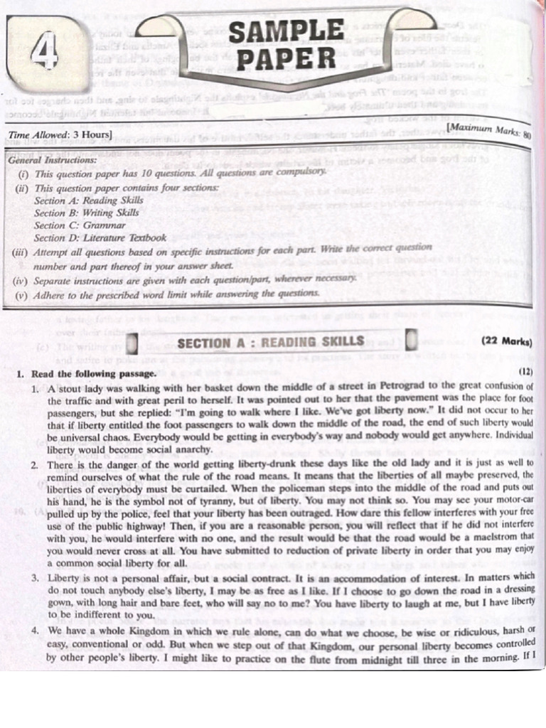 Sample Paper - 4 | PDF