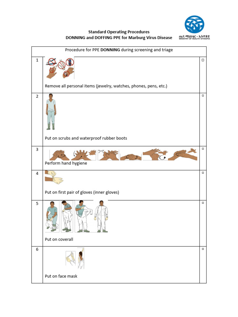 PPE Donning & Doffing for Marburg Virus | PDF