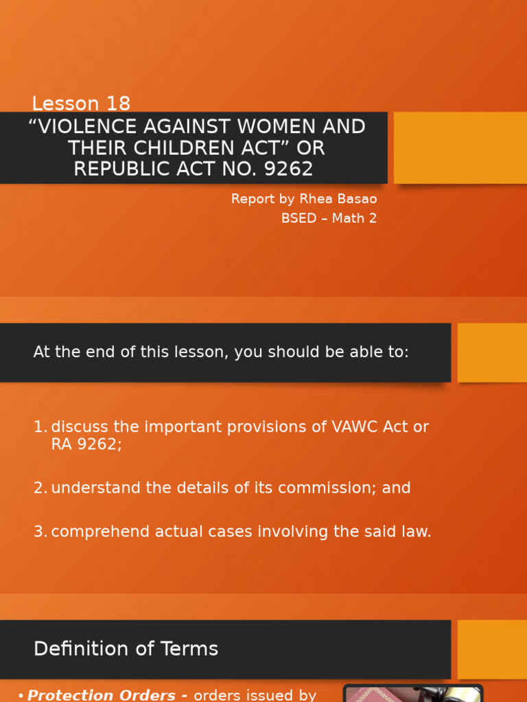 Understanding the VAWC Act (RA 9262) | PDF | Violence | Violence ...