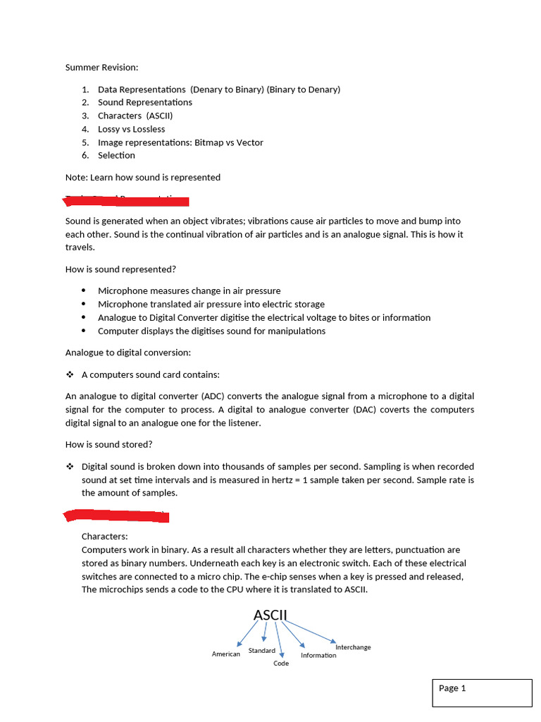 Sound and Data Representation Guide | PDF | Computing | Computer ...