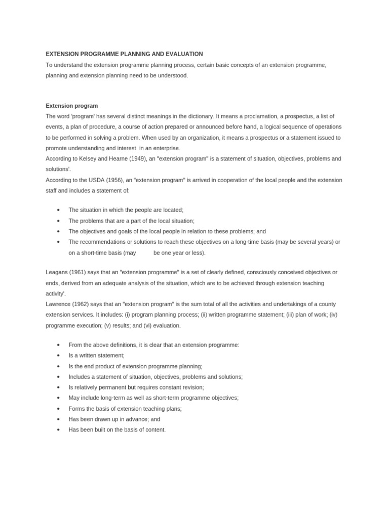 Extension Program Planning Guide | PDF | Evaluation | Planning