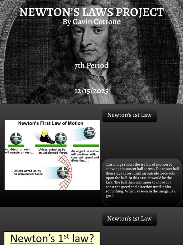Newton's Laws Project - Gavin Cottone 7th | PDF | Force | Newton's Laws ...