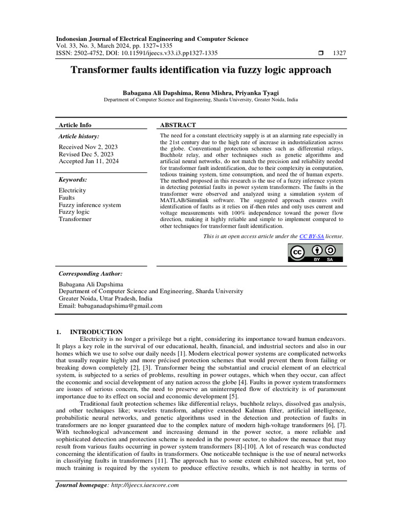 Fuzzy Logic for Transformer Fault Detection | PDF | Fuzzy Logic