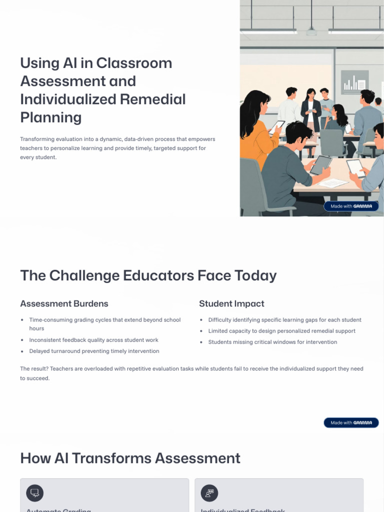 Using AI in Classroom Assessment and Individualized Remedial Planning ...