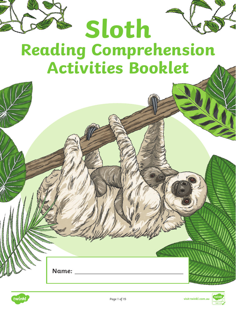 Sloth Reading Comprehension Activities | PDF