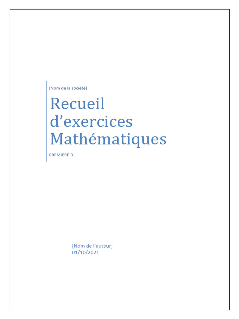 Recueil d'exercices de maths 1ère D | PDF | Zéro d'une fonction | Équations