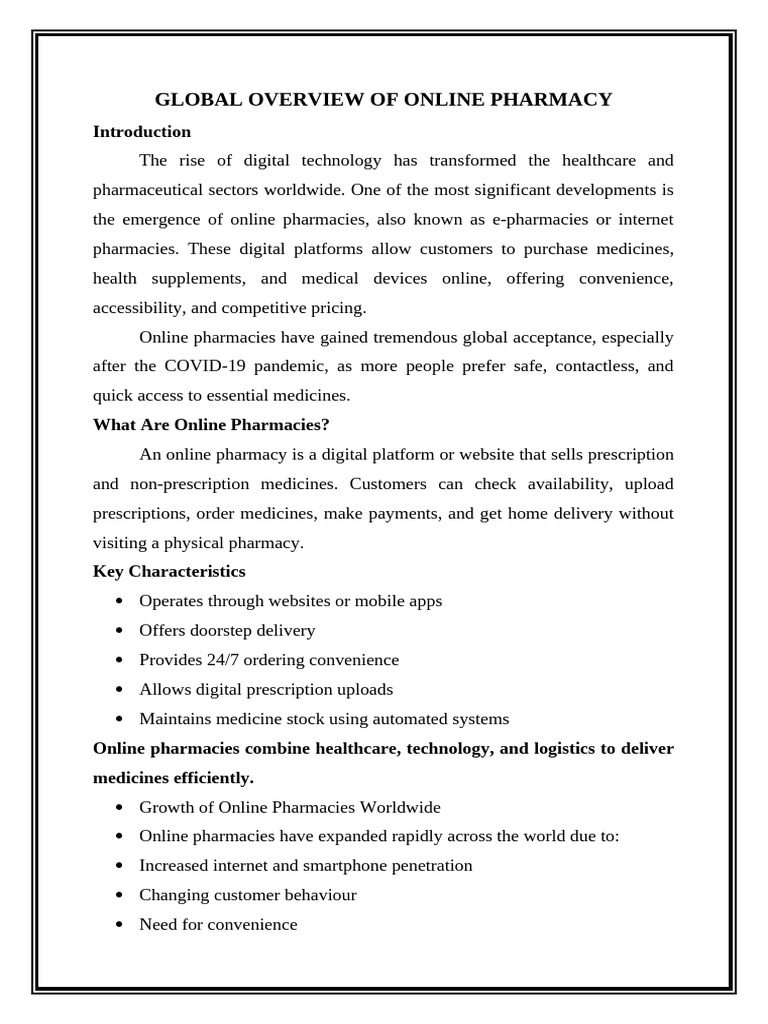 Global Online Pharmacy Overview | PDF | Pharmacy | Prescription Drugs