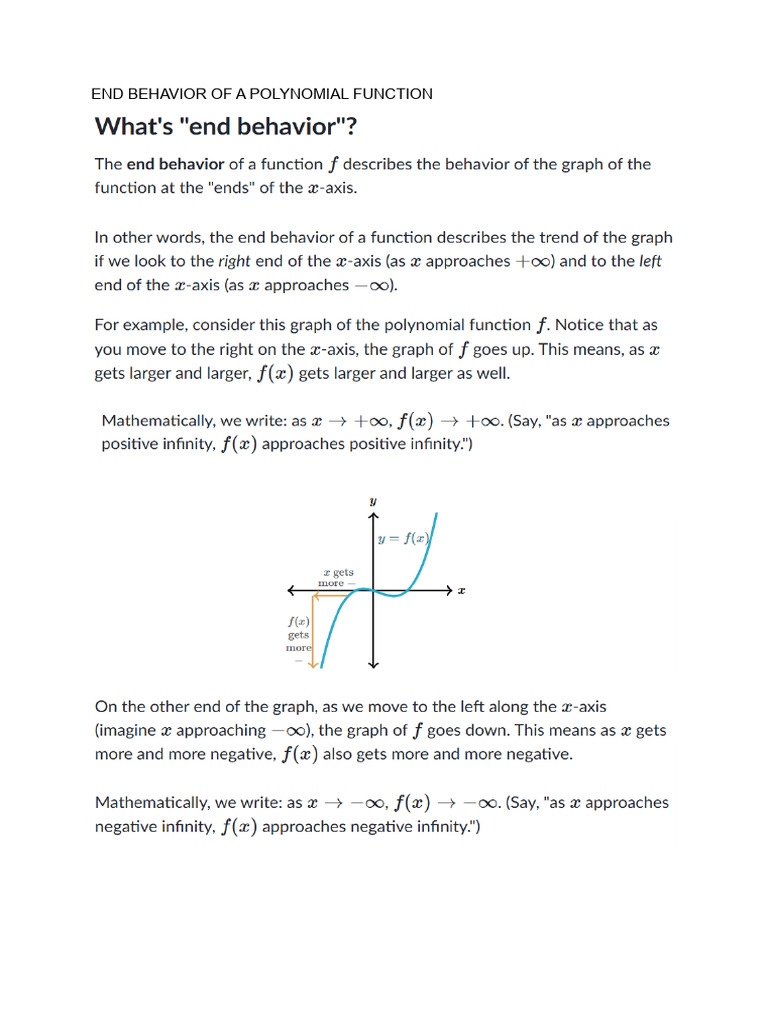 End Behavior of A Polynomial Function | PDF