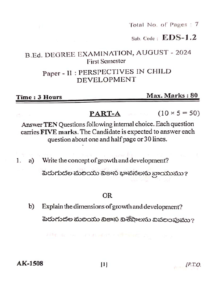 Perspectives in Child Development 1st Semester | PDF