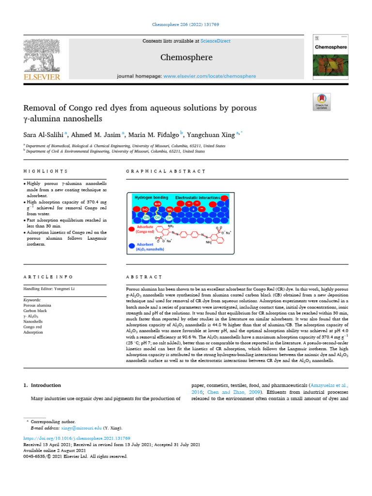 Al-salihi2021Removal of Congo Red Dyes From Aqueous Solutions by Porous ...