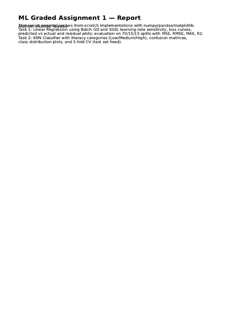 ML Graded Assignment1 Report AkshayTayade | PDF | Mathematical Analysis ...