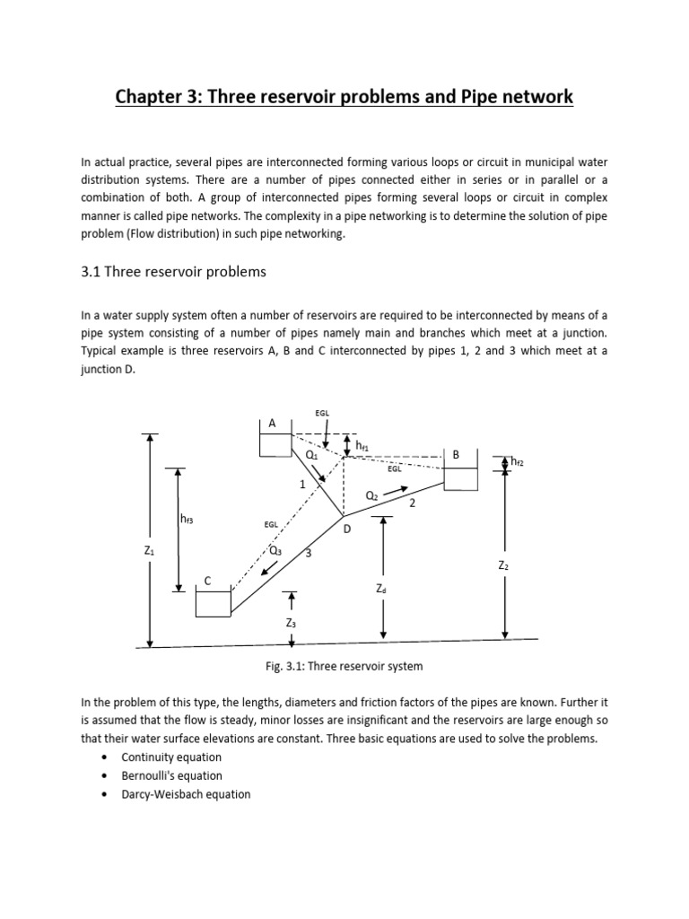 Three Reservoir Problems in Pipe Networks | PDF | Equations | Dynamics ...