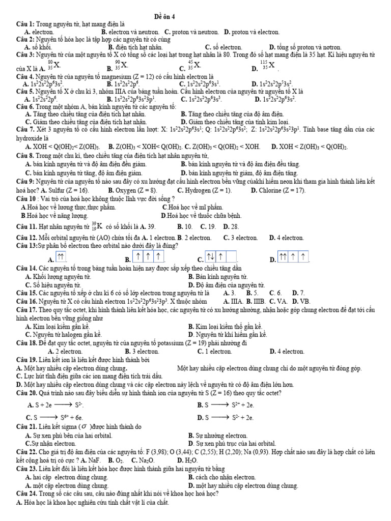 Dap An de On 4 2025 | PDF