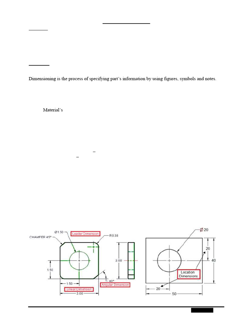 Engineering Drawing Dimensioning Guide | PDF | Angle | Dimension