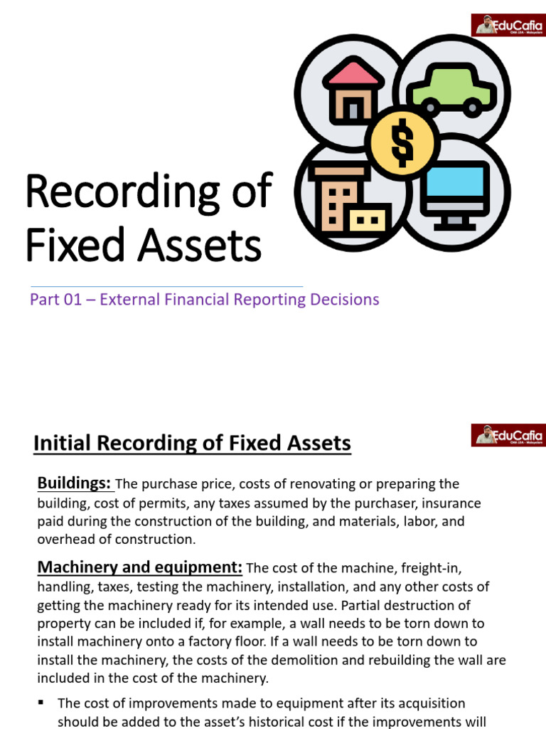 Recording and Depreciation of Fixed Assets | PDF | Depreciation | Fixed ...