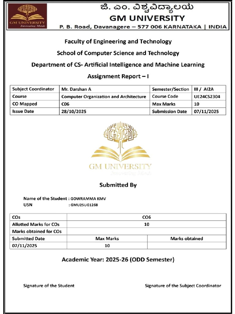 COA Assignment Front Page Format A12A | PDF