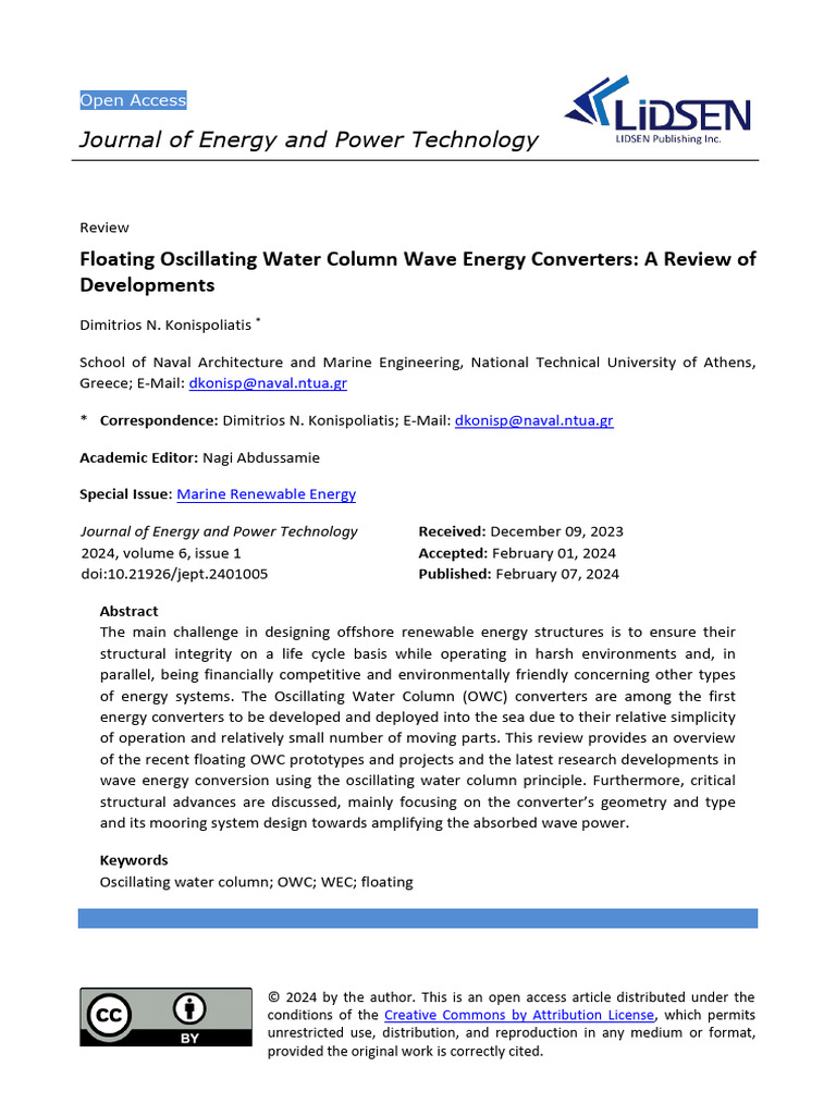 Review of Floating OWC Wave Energy Converters | PDF | Computational ...