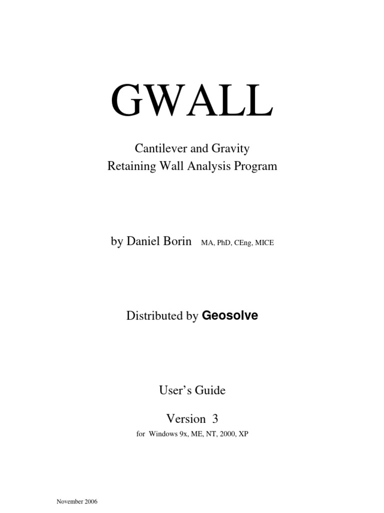 GWALL Retaining Wall Analysis Guide | PDF | Menu (Computing) | Friction