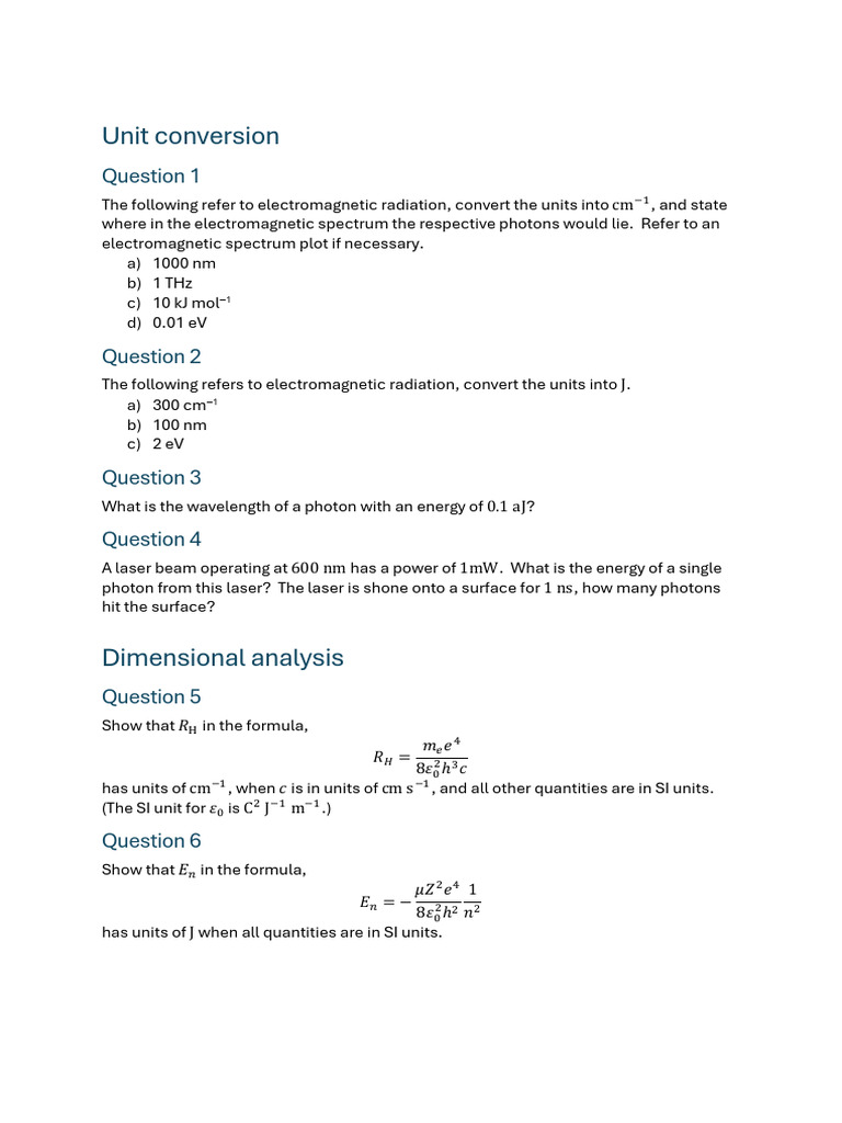 Electromagnetic Radiation Unit Conversions | PDF