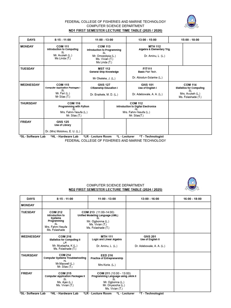 2025/2026 Computer Science Timetable | PDF | Systems Engineering ...