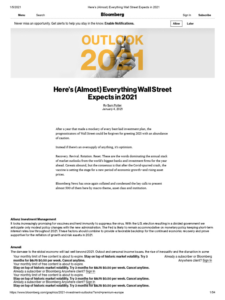 Here's (Almost) Everything Wall Street Expects in 2021 | PDF ...