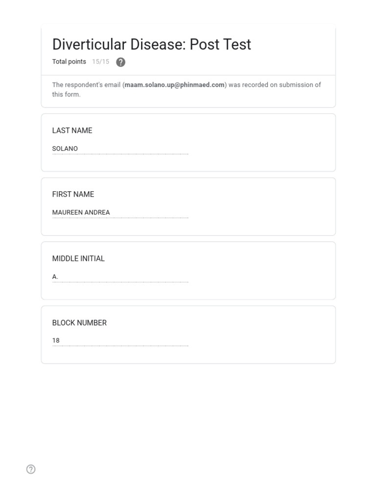 Diverticular Disease_ Post Test | PDF | Pain | Dietary Fiber