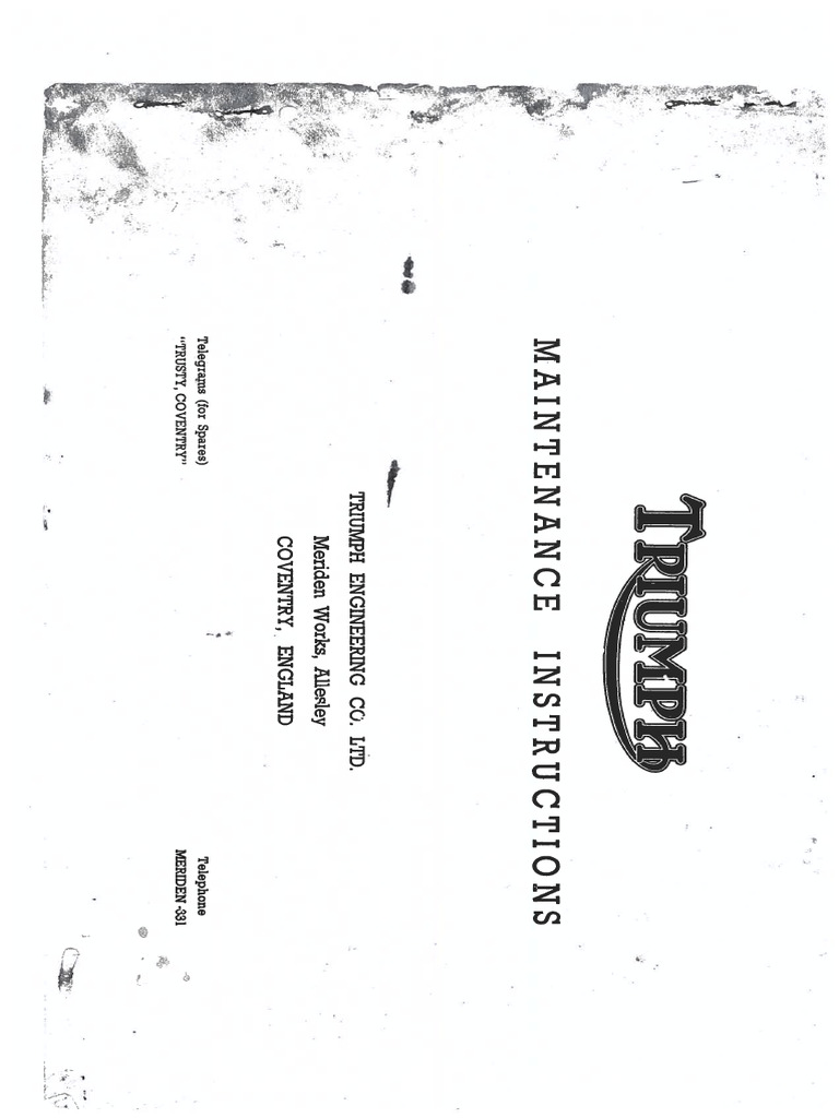 Triumph Engineering Booklet (Pre-Unit) | PDF