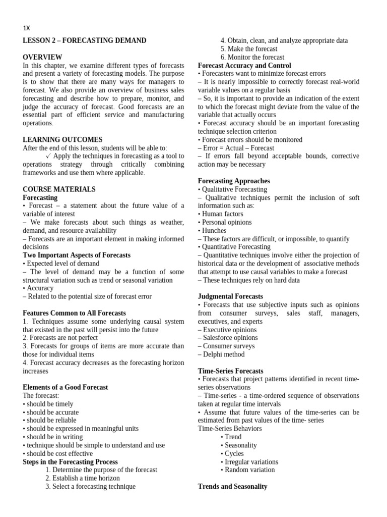 Demand Forecasting Techniques Explained | PDF | Forecasting | Linear ...