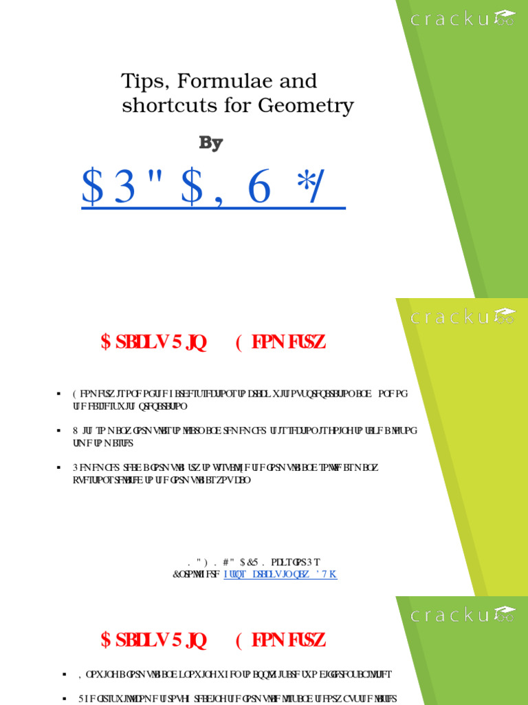 Geometry Tips and Formulas Guide | PDF | Triangle | Euclidean Geometry