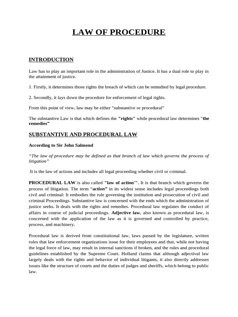 Understanding Procedural Law Basics | PDF | Lawsuit | Procedural Law