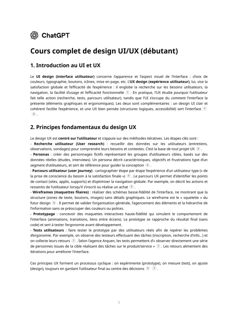 Cours complet sur le design UI/UX | PDF | Interface graphique ...