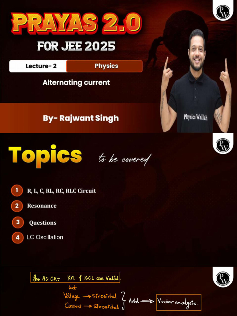 Alternating Current 02 Class Notes Prayas JEE 2.0 2025 | PDF