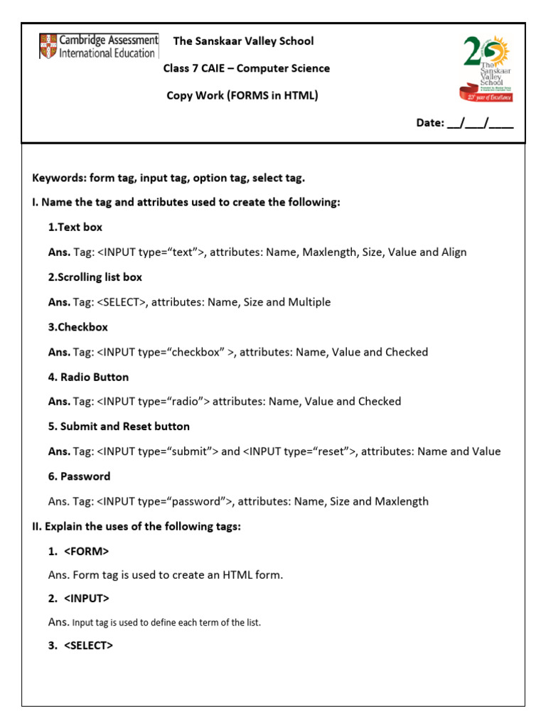 HTML Form Tags and Attributes Guide | PDF | Computing | Html