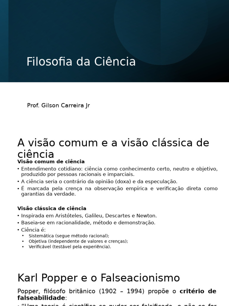 Filosofia Da Ciência | PDF | Science | Falsificabilidade