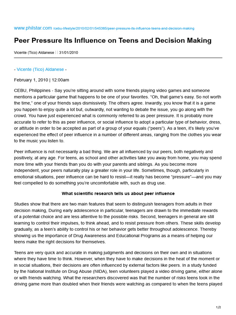 4 Peer Pressure Its Influence on Teens and Decision Making_230904 ...