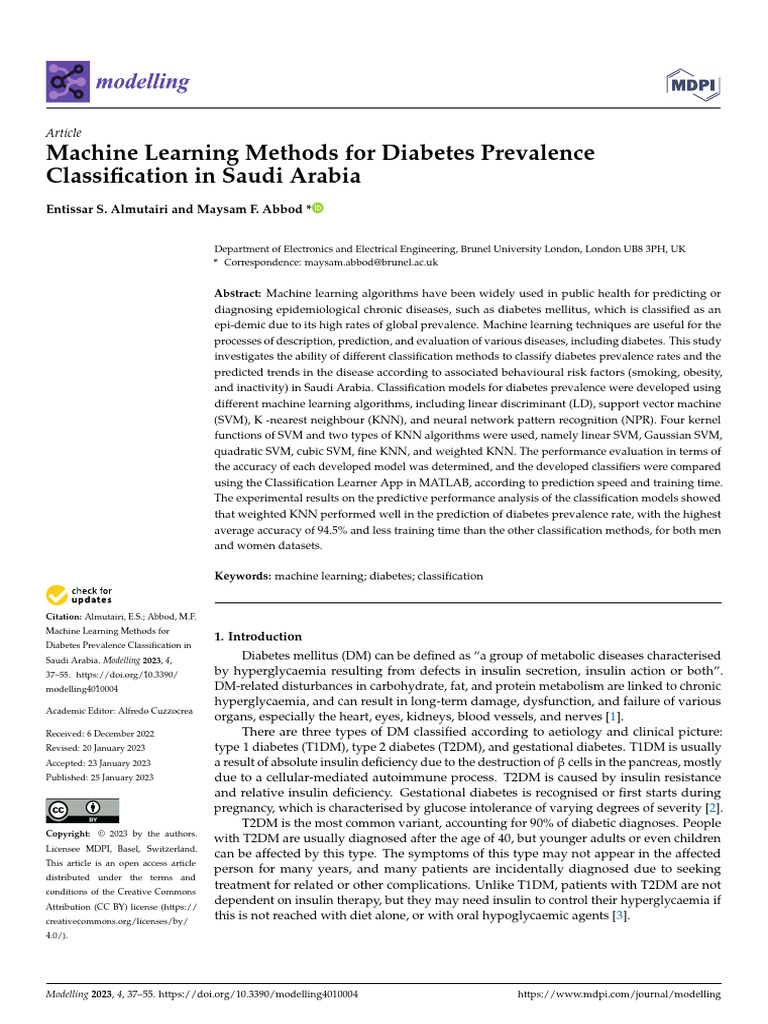Machine Learning for Diabetes in Saudi Arabia | PDF | Support Vector ...