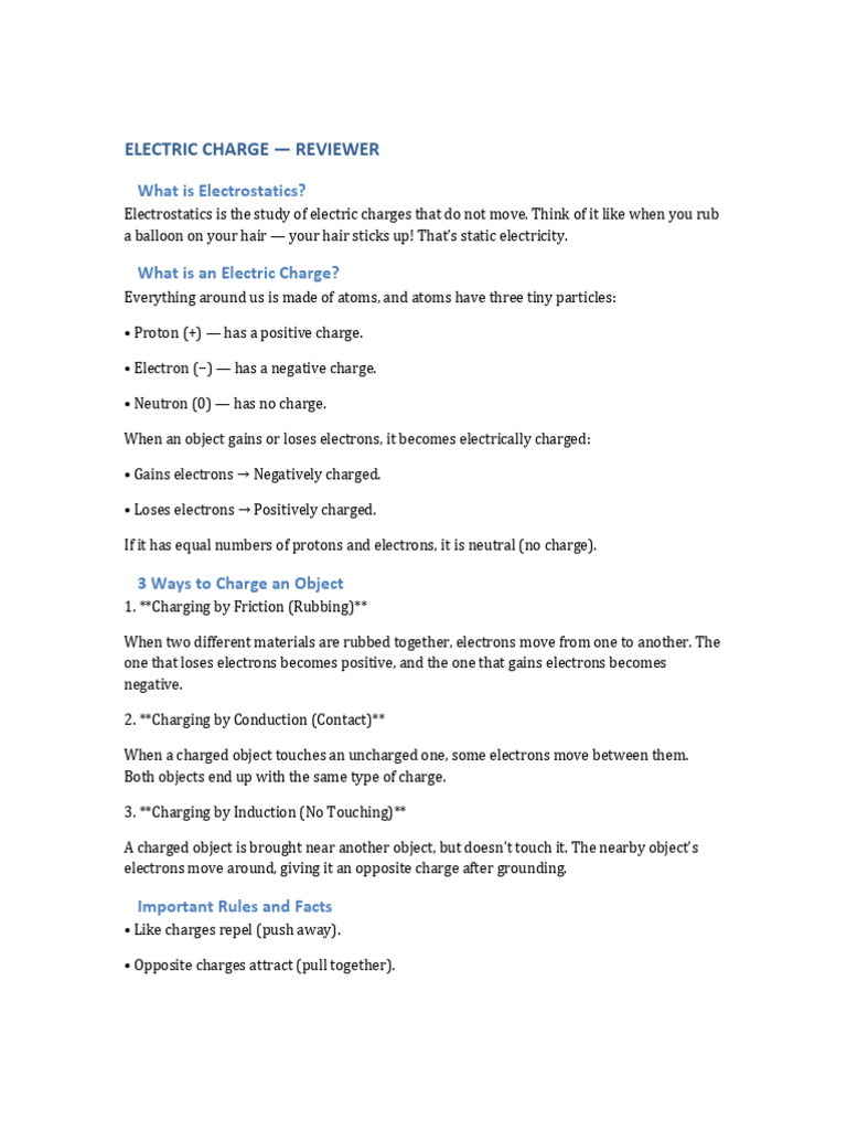 Understanding Electric Charge Basics | PDF | Electric Charge | Electric ...