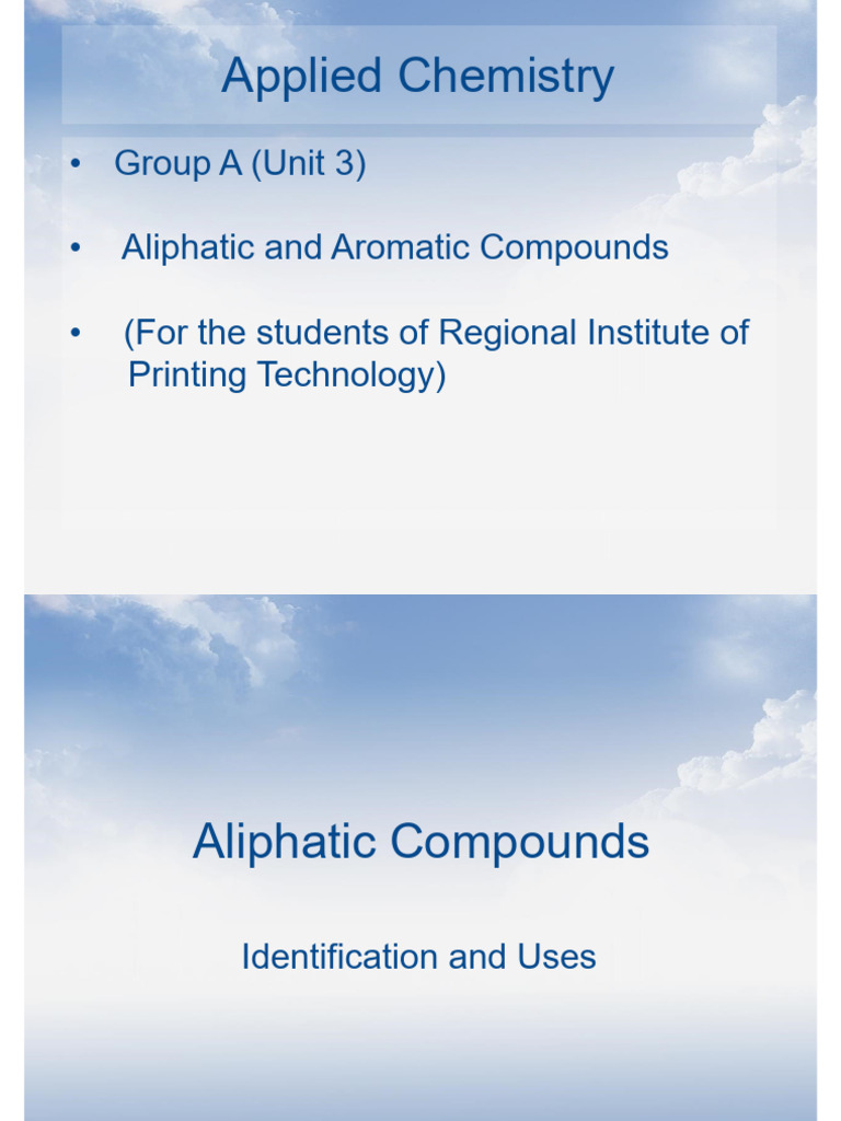 Aliphatic Applied Chemistry Dp Pho Mts2 Ript Tamal Sengupta | PDF