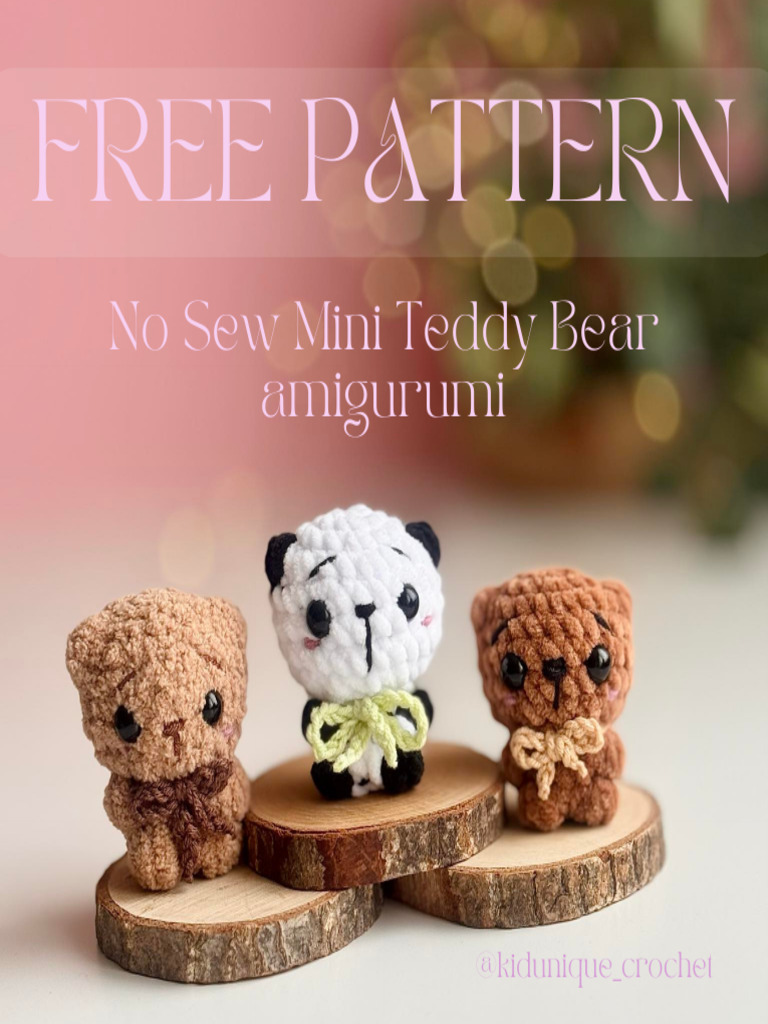 No Sew Mini Teddy Bear Crochet Pattern | PDF | Crochet | Yarn