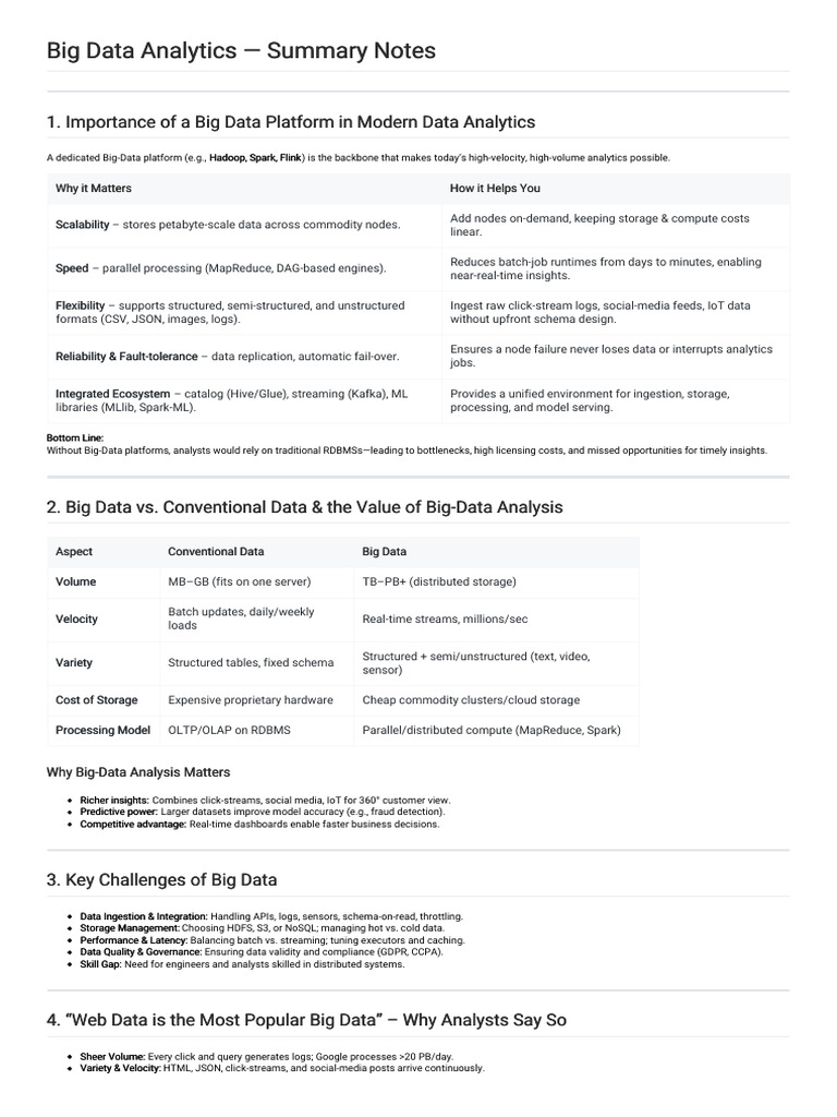 Unit 1 Short Notes Da | PDF | Big Data | Apache Hadoop