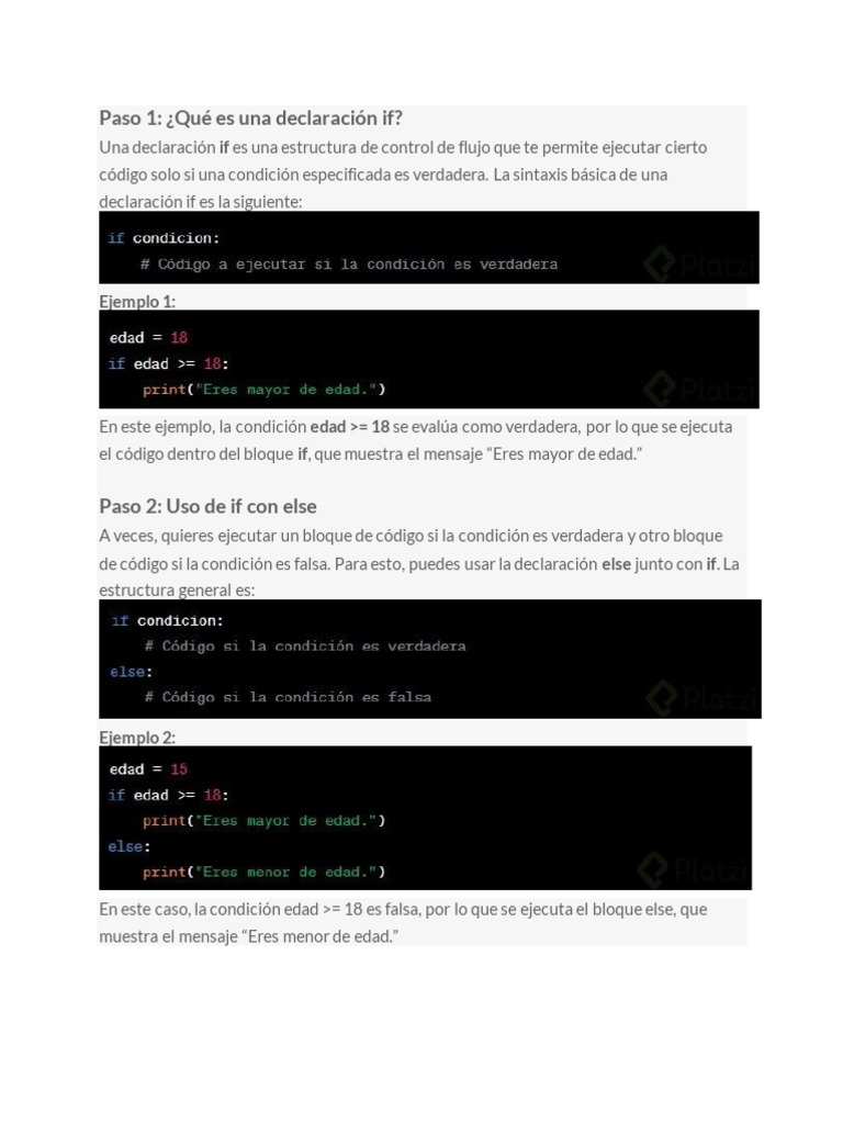 Dominando la declaración if en Python | PDF